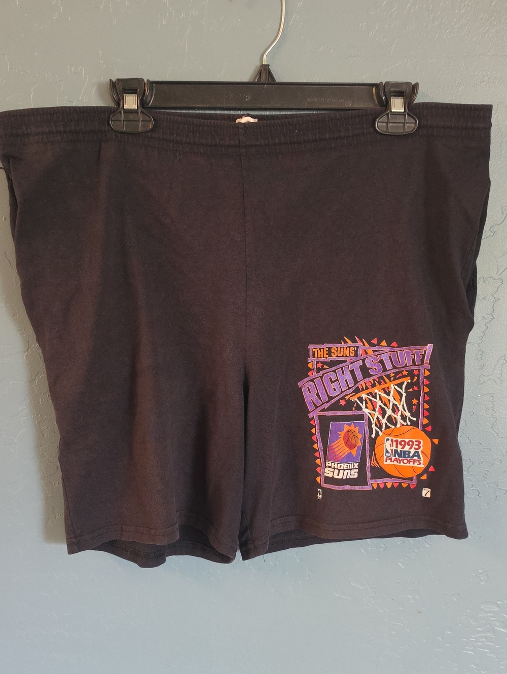 RARE VTG Phoenix Suns 'Right Stuff' 1993 Playoffs Black Graphic Shorts